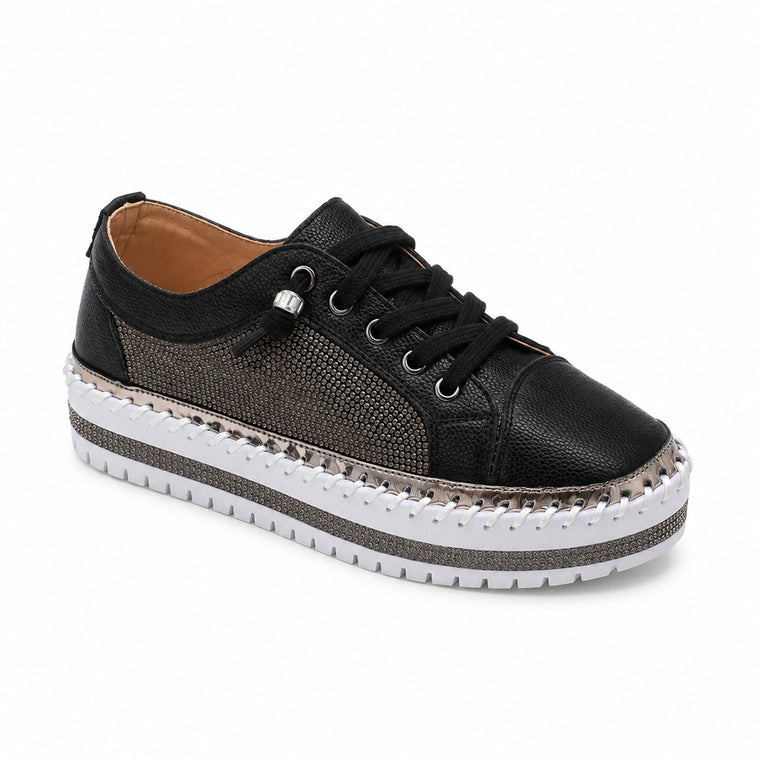 Crystal Lace-Up — Black