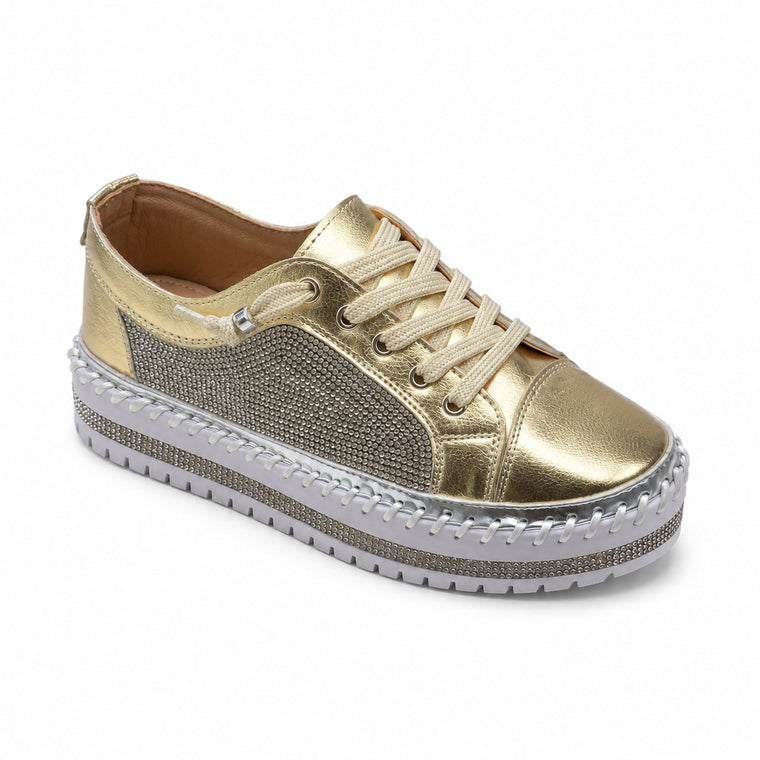 Crystal Lace-Up — Gold