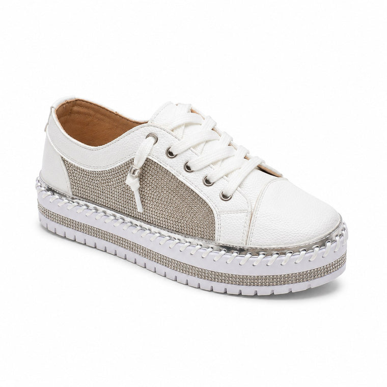 Crystal Lace-Up — White